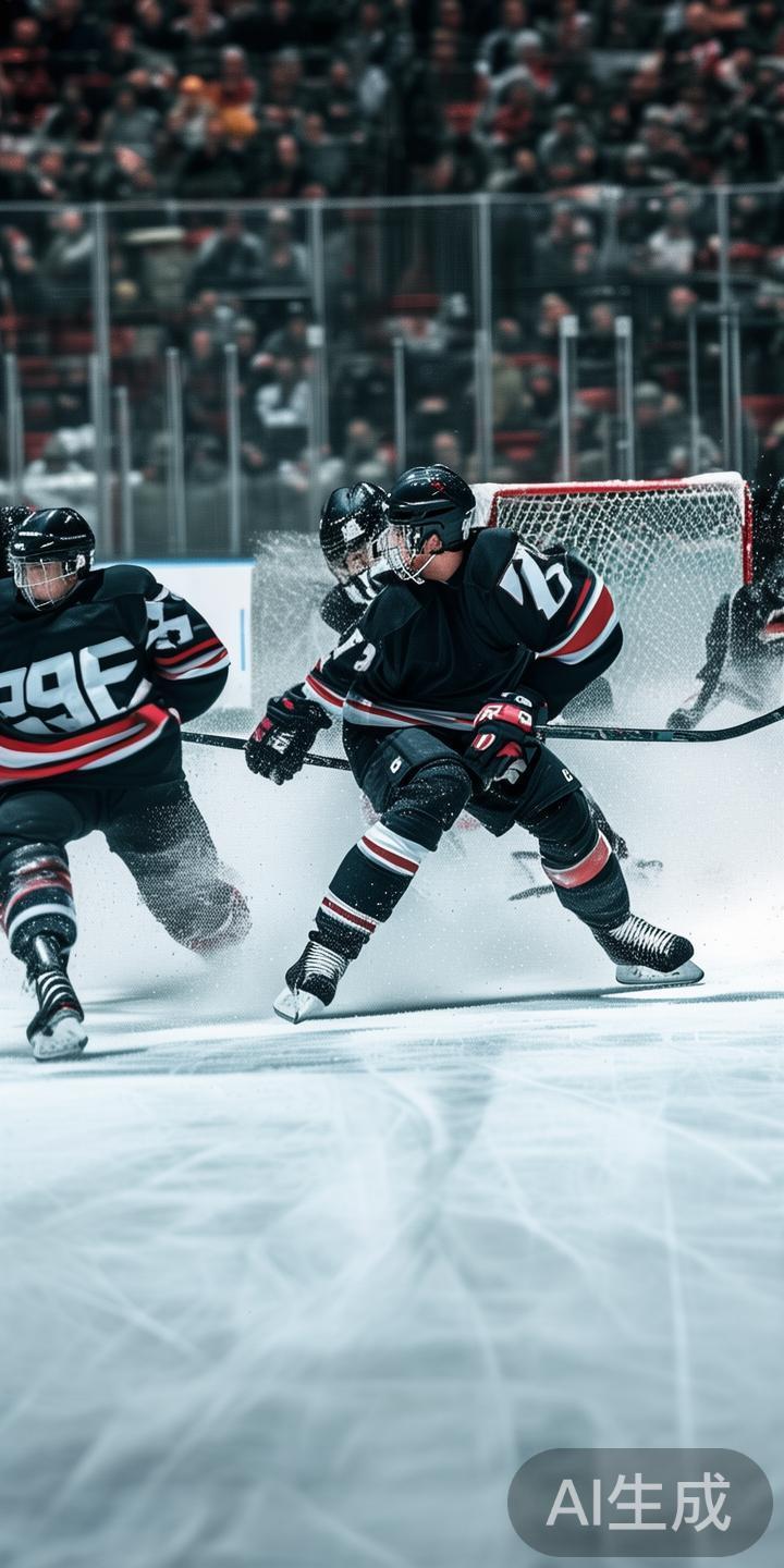在激烈的冰球比赛中，快速突破对手防线是每一位球员追
